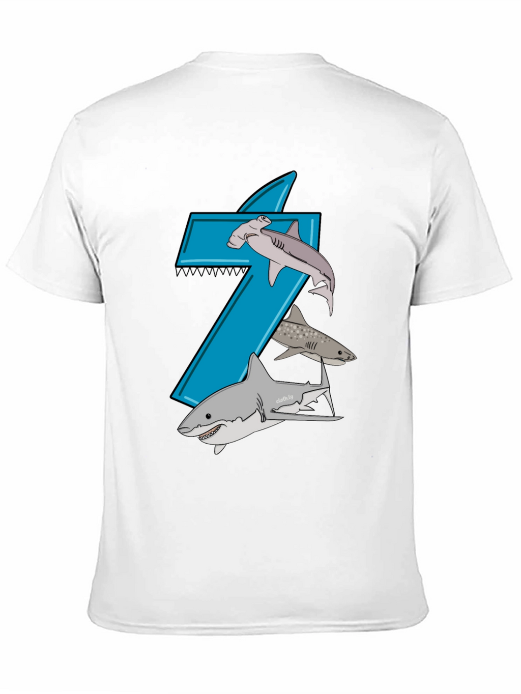 Shark-Themed Number 7 Birthday T-Shirt
