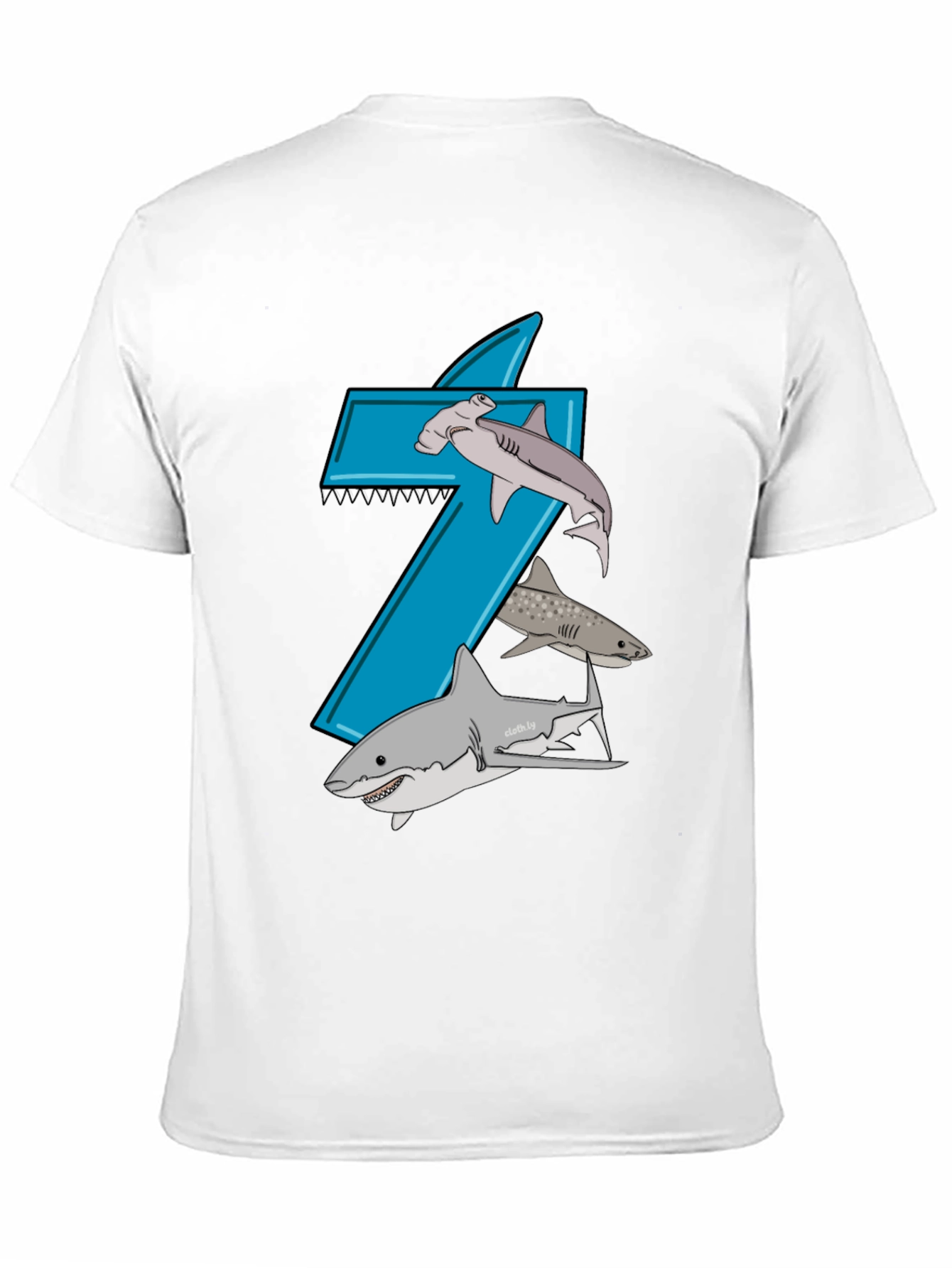 Shark-Themed Number 7 Birthday T-Shirt