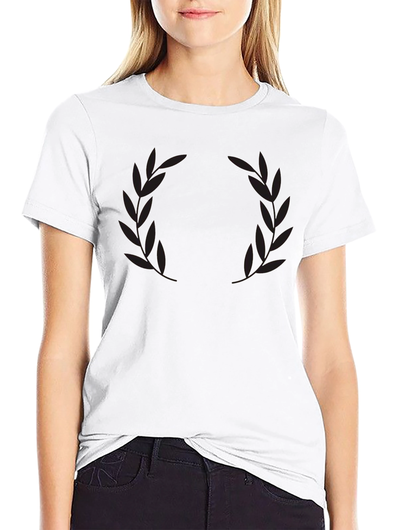 Mens Black Laurel Wreath Graphic T-Shirt