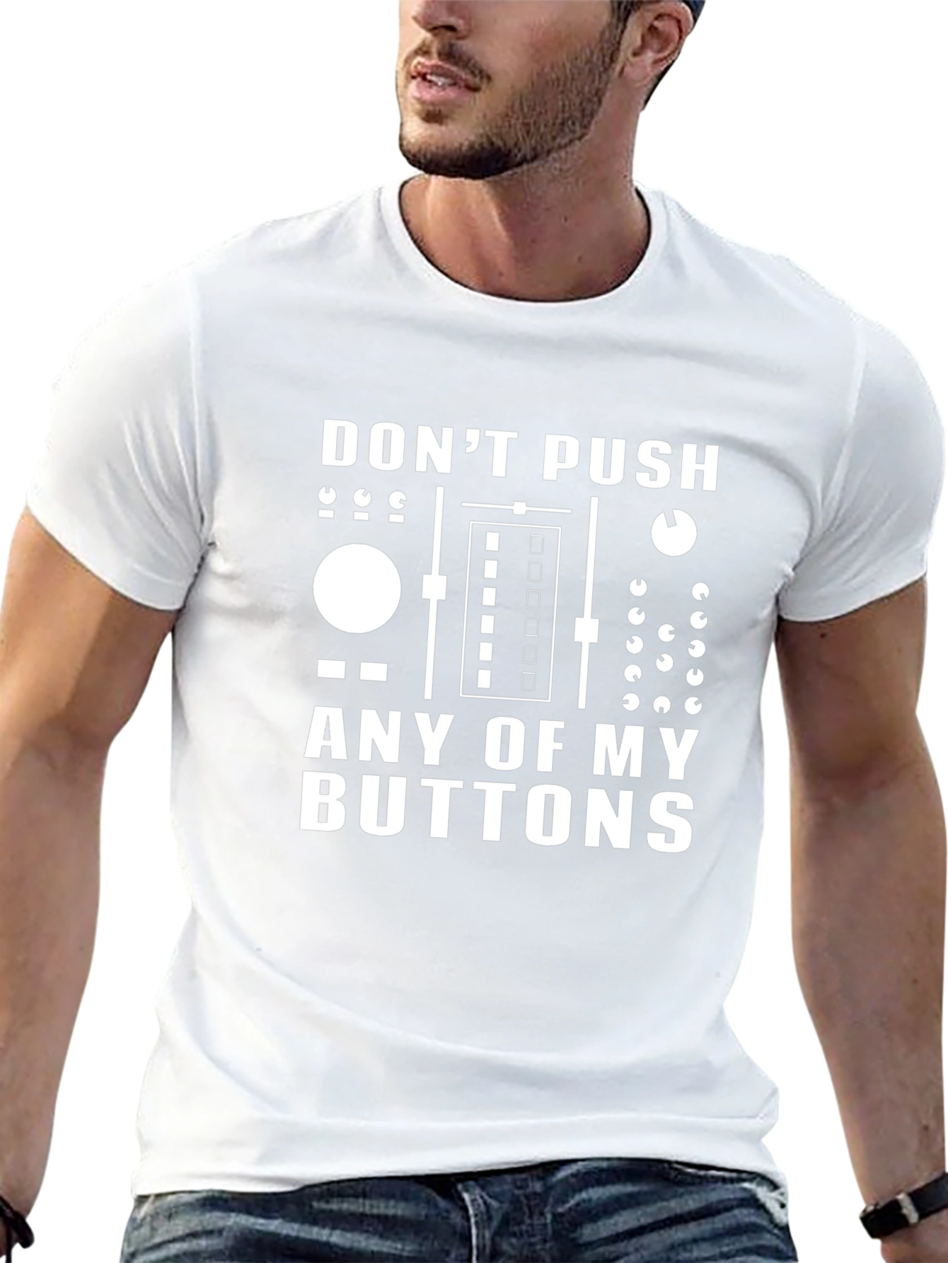 Dont Push My Buttons Black Graphic Tee