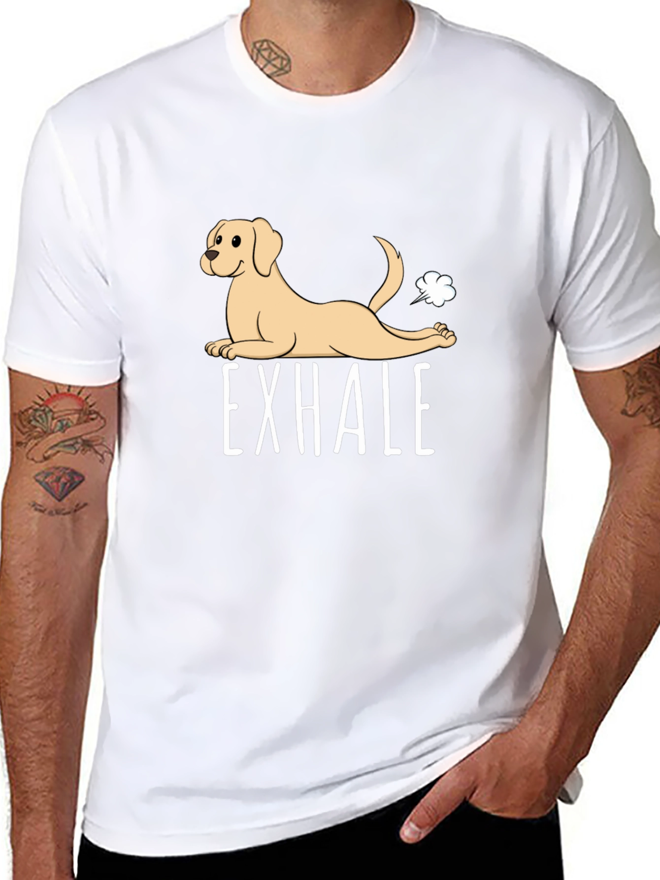 Exhale Funny Dog Graphic T-Shirt