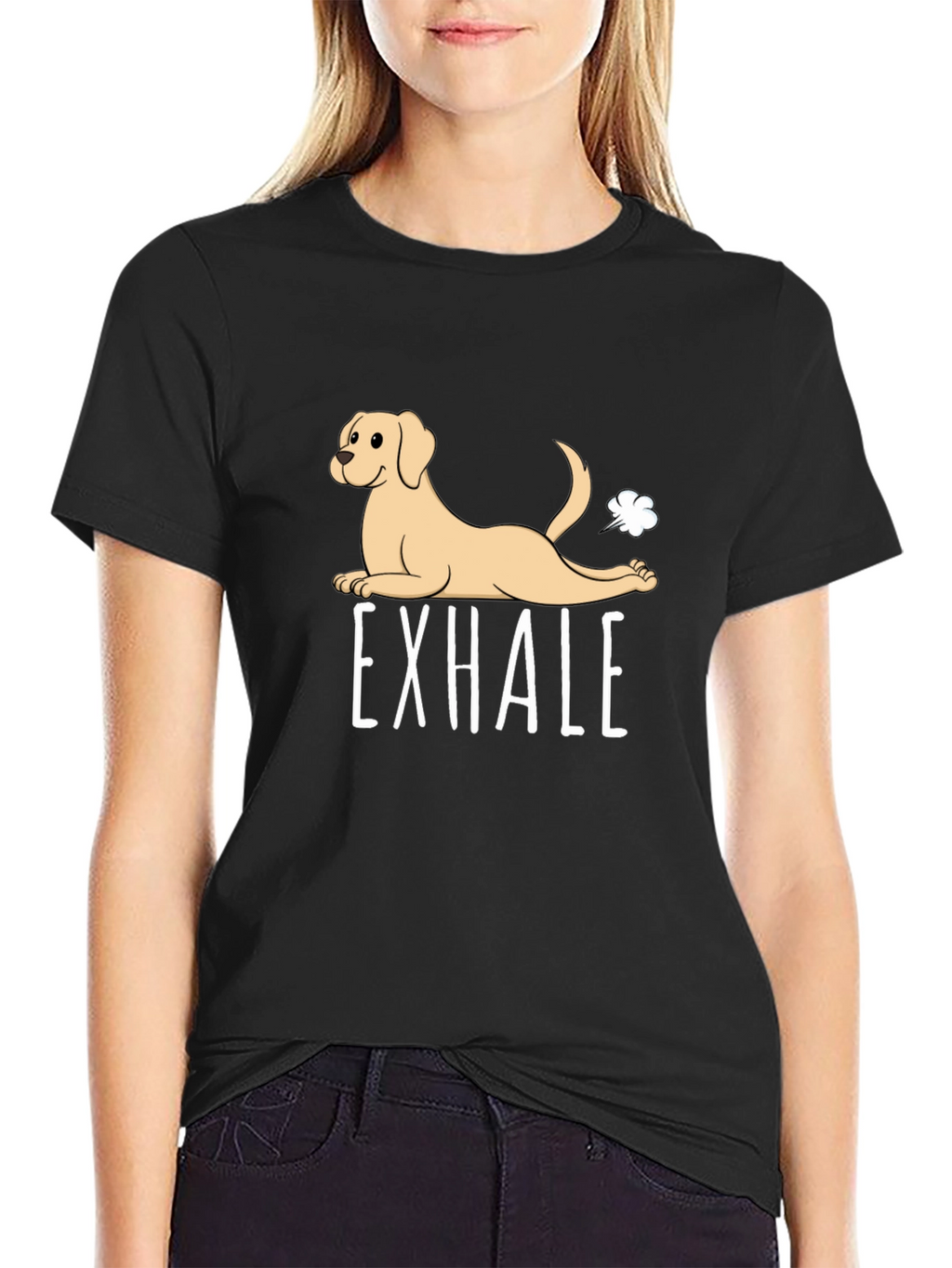 Exhale Funny Dog Graphic T-Shirt