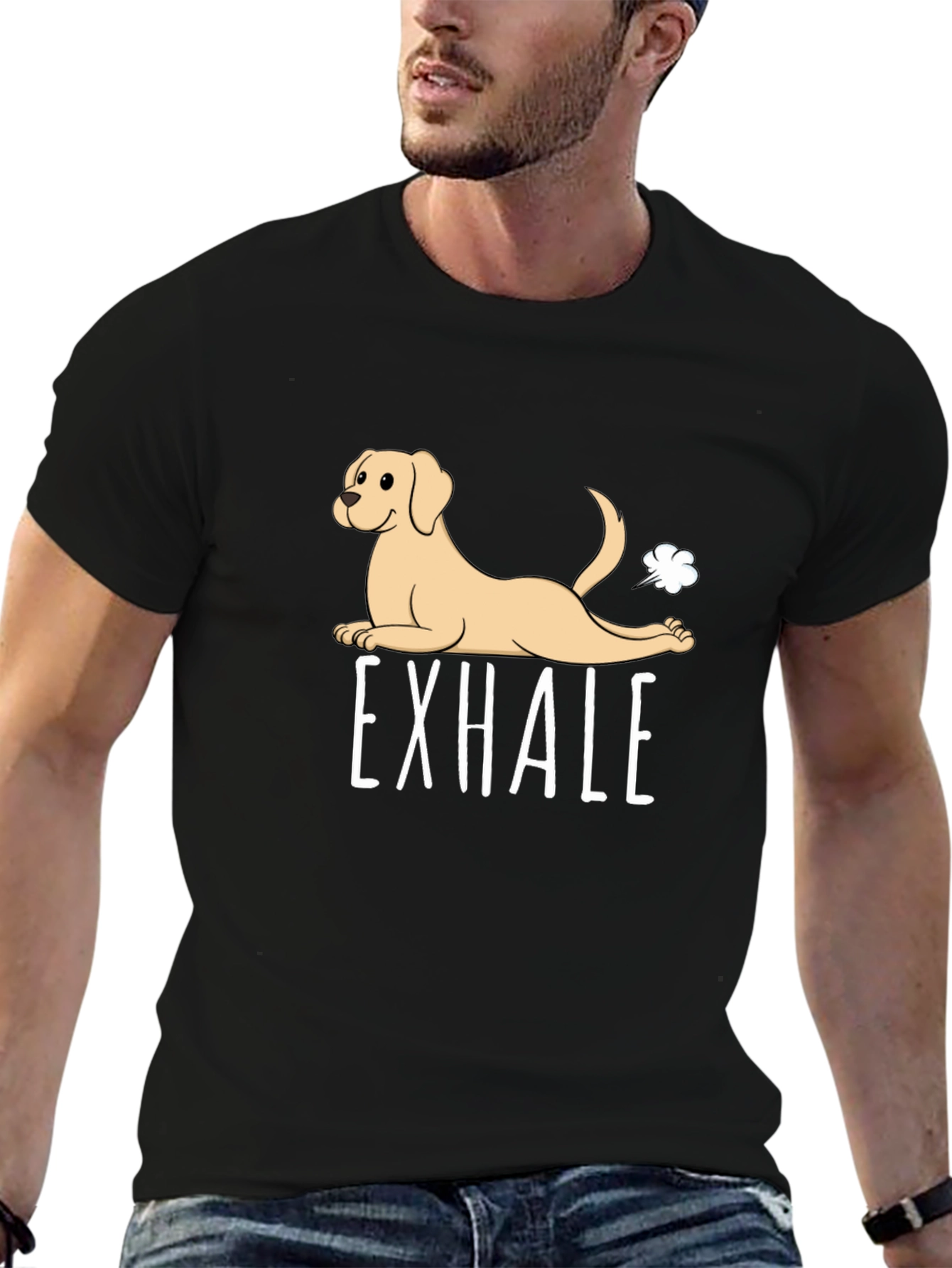 Exhale Funny Dog Graphic T-Shirt