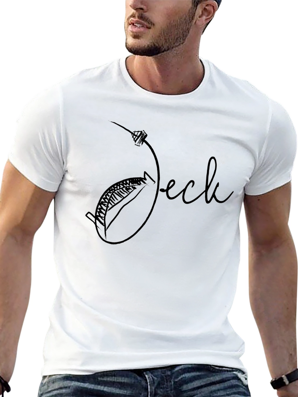 Whimsical Black Graphic Tee - Jock Design