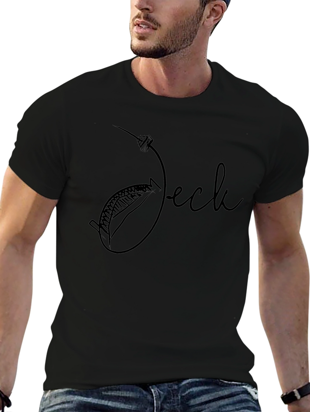 Whimsical Black Graphic Tee - Jock Design