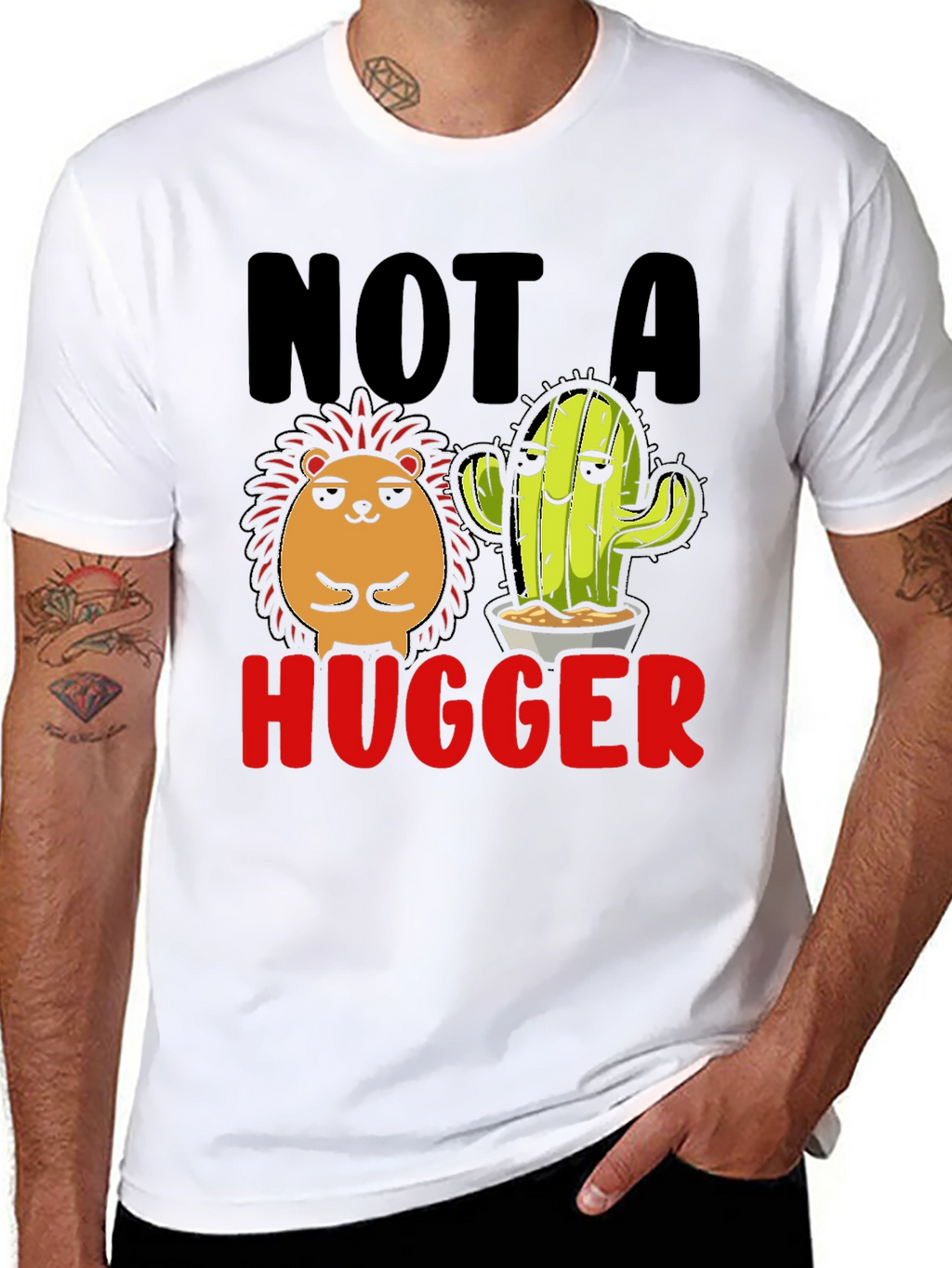 Not a Hugger T-Shirt Funny Cactus Hedgehog