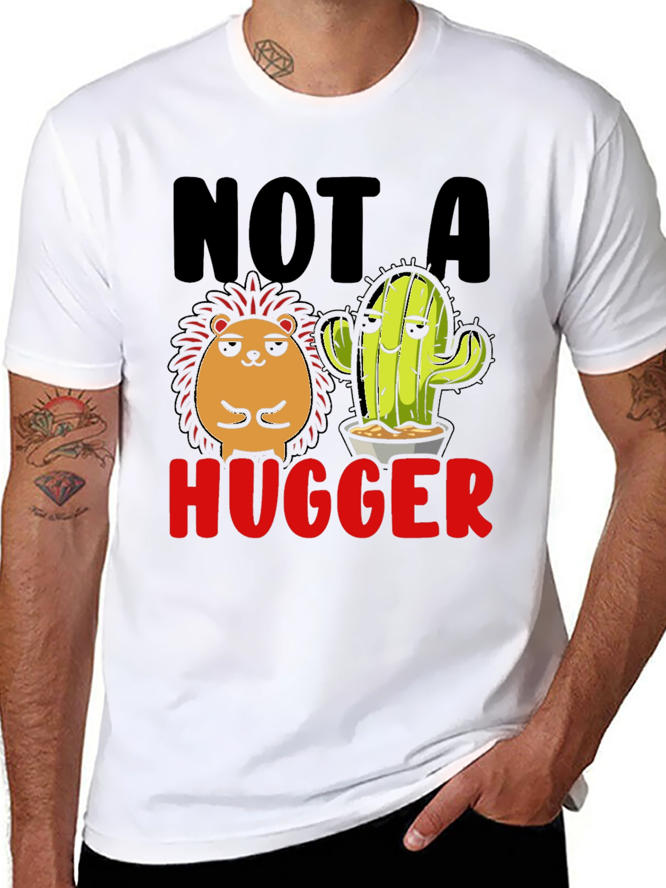 Not a Hugger T-Shirt Funny Cactus Hedgehog