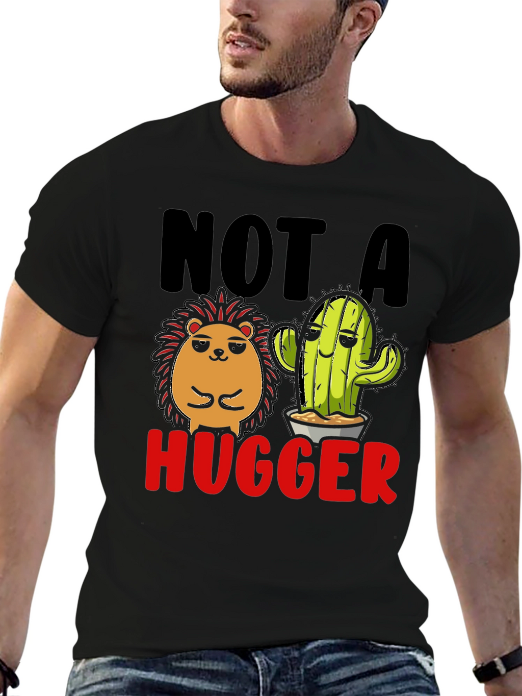 Not a Hugger T-Shirt Funny Cactus Hedgehog