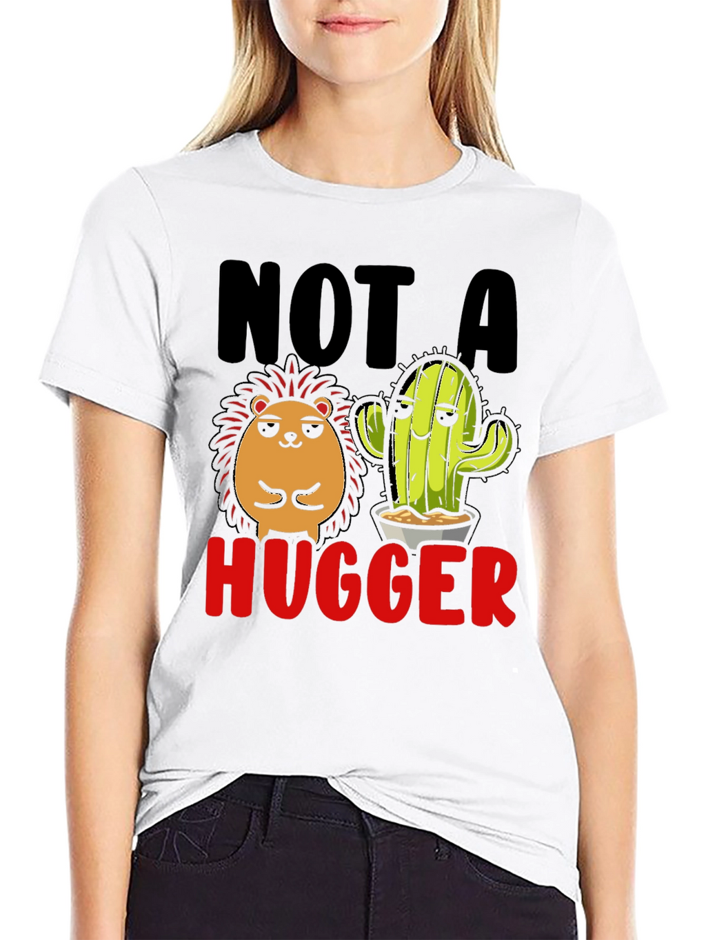 Not a Hugger T-Shirt Funny Cactus Hedgehog