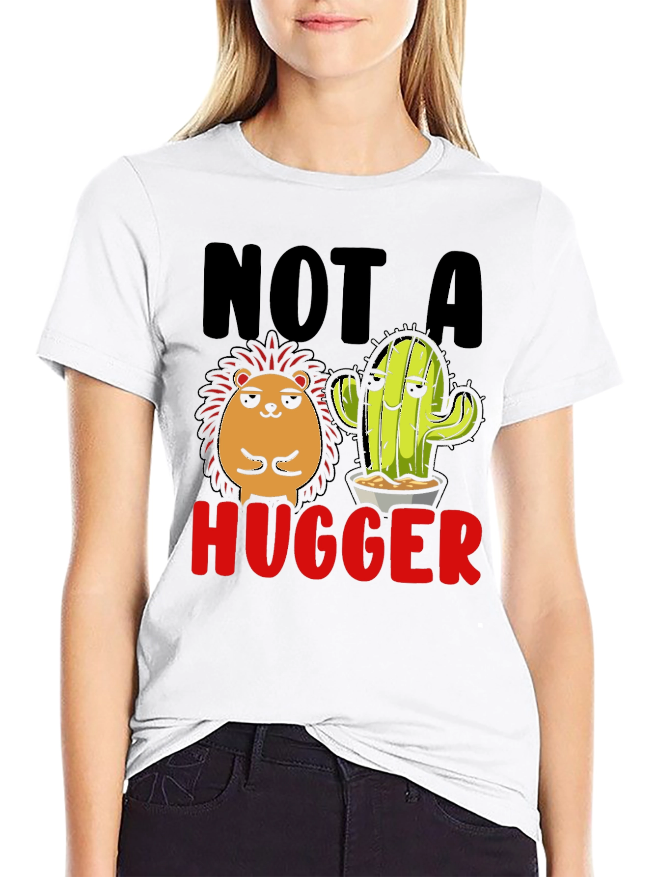 Not a Hugger T-Shirt Funny Cactus Hedgehog