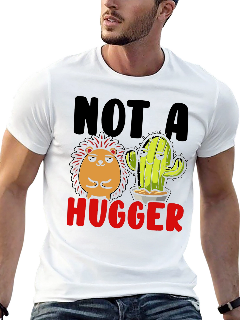 Not a Hugger T-Shirt Funny Cactus Hedgehog