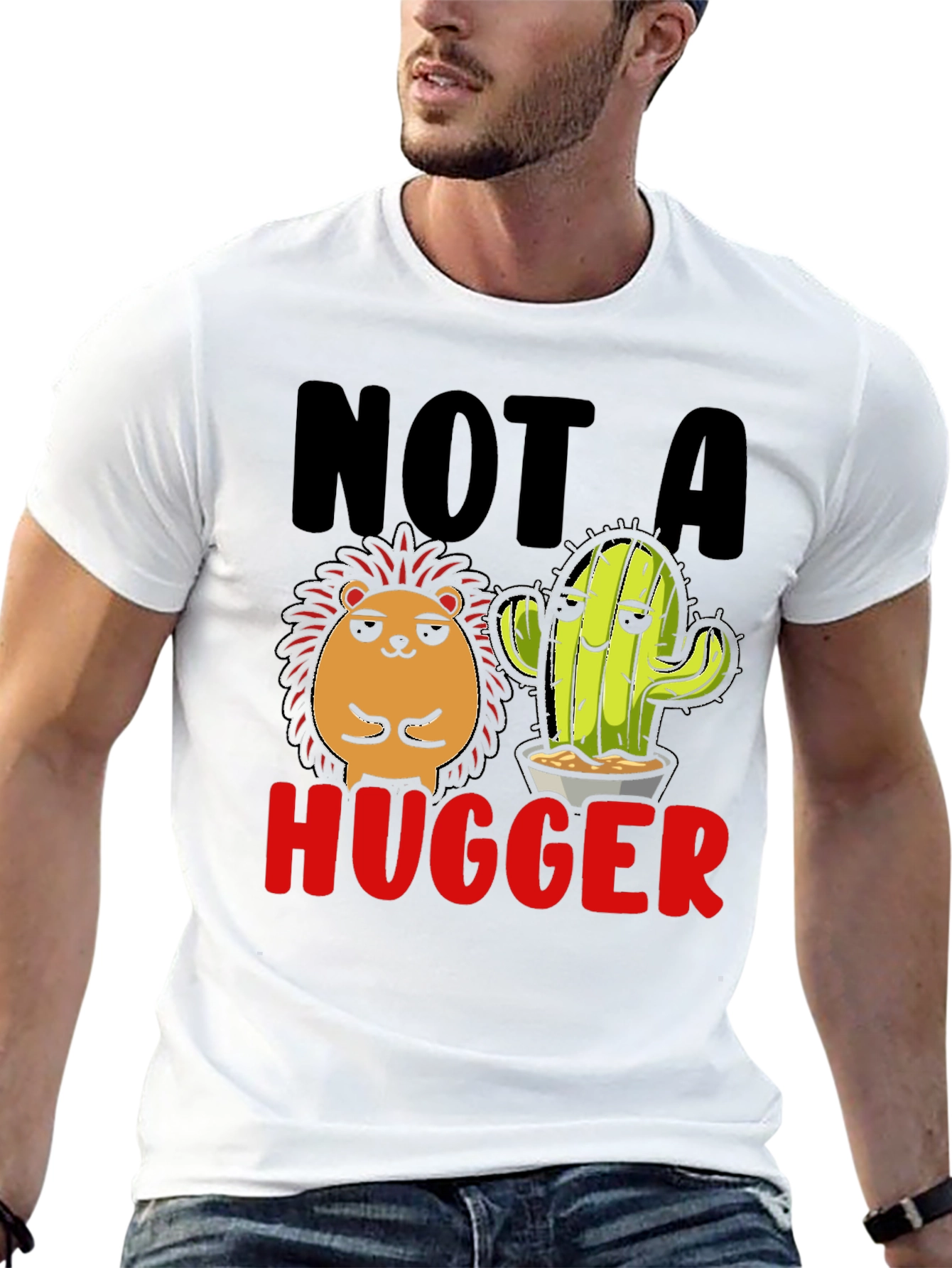 Not a Hugger T-Shirt Funny Cactus Hedgehog