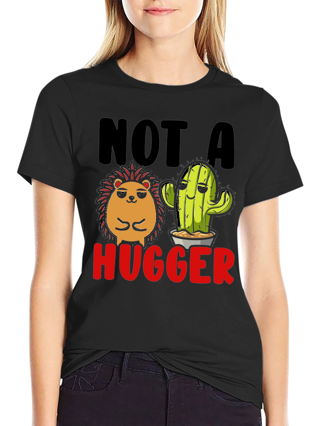 Not a Hugger T-Shirt Funny Cactus Hedgehog