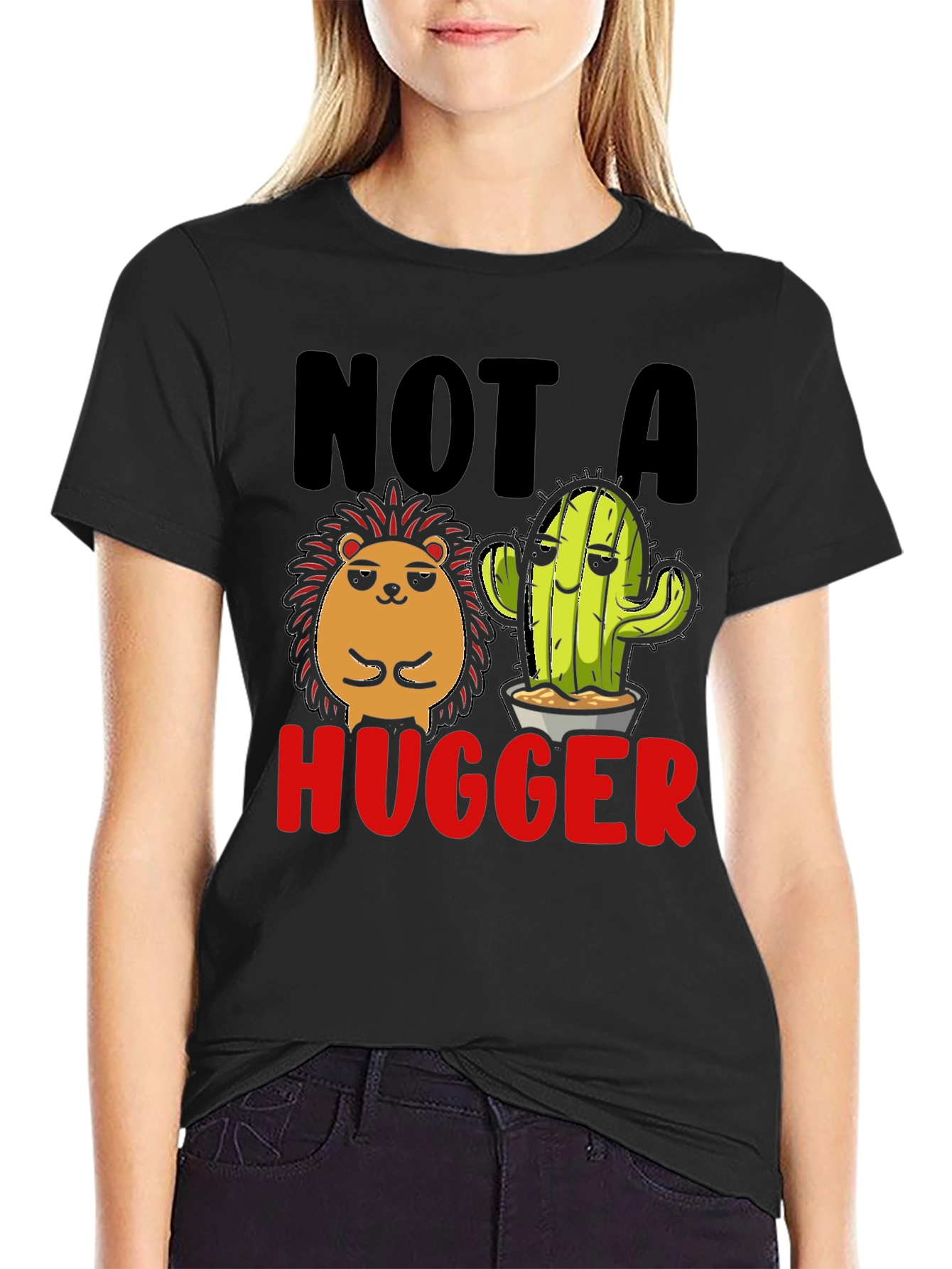 Not a Hugger T-Shirt Funny Cactus Hedgehog