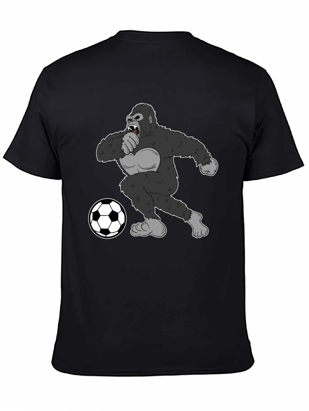 Gorilla Soccer Fan T-Shirt - Black Graphic Tee