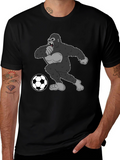 Gorilla Soccer Fan T-Shirt - Black Graphic Tee