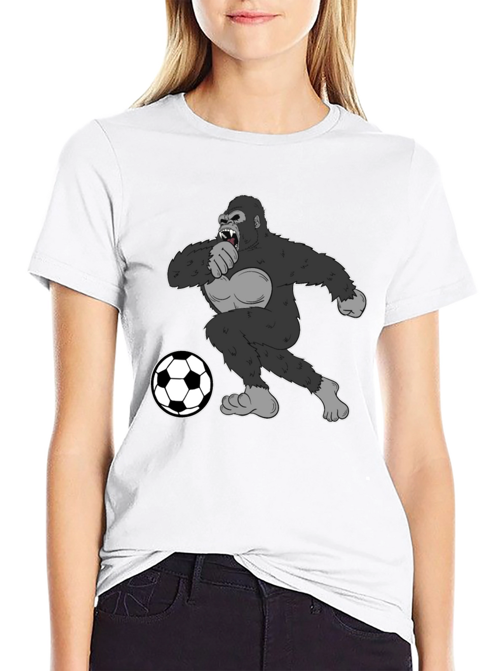 Gorilla Soccer Fan T-Shirt - Black Graphic Tee