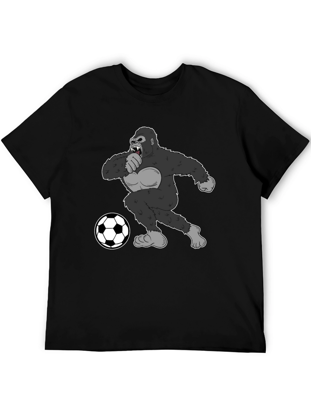 Gorilla Soccer Fan T-Shirt - Black Graphic Tee