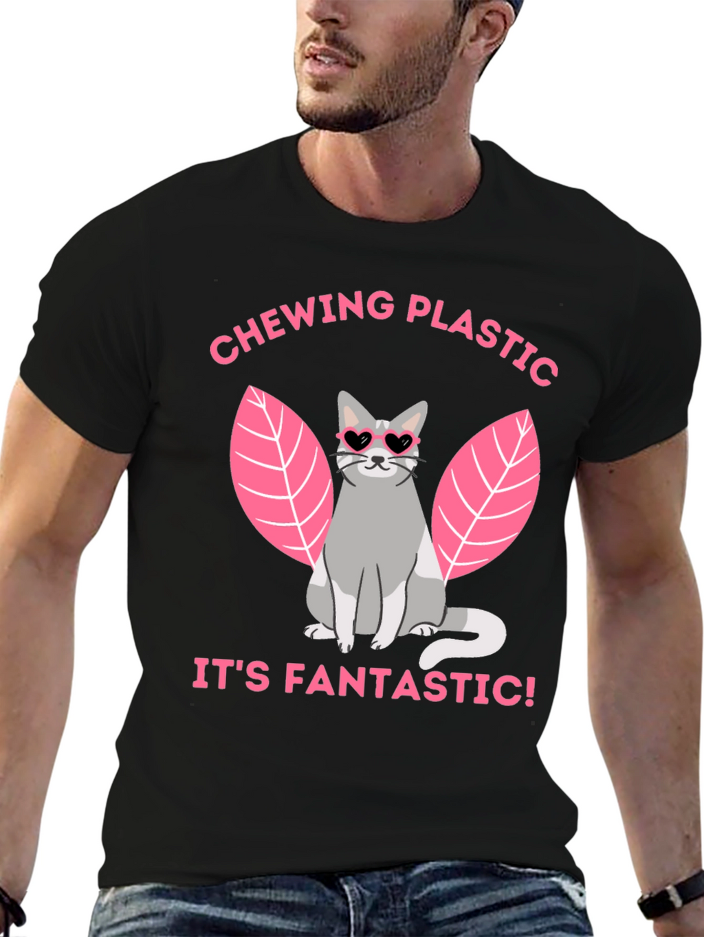 Chewing Plastic Cat T-Shirt - Its Fantastic!