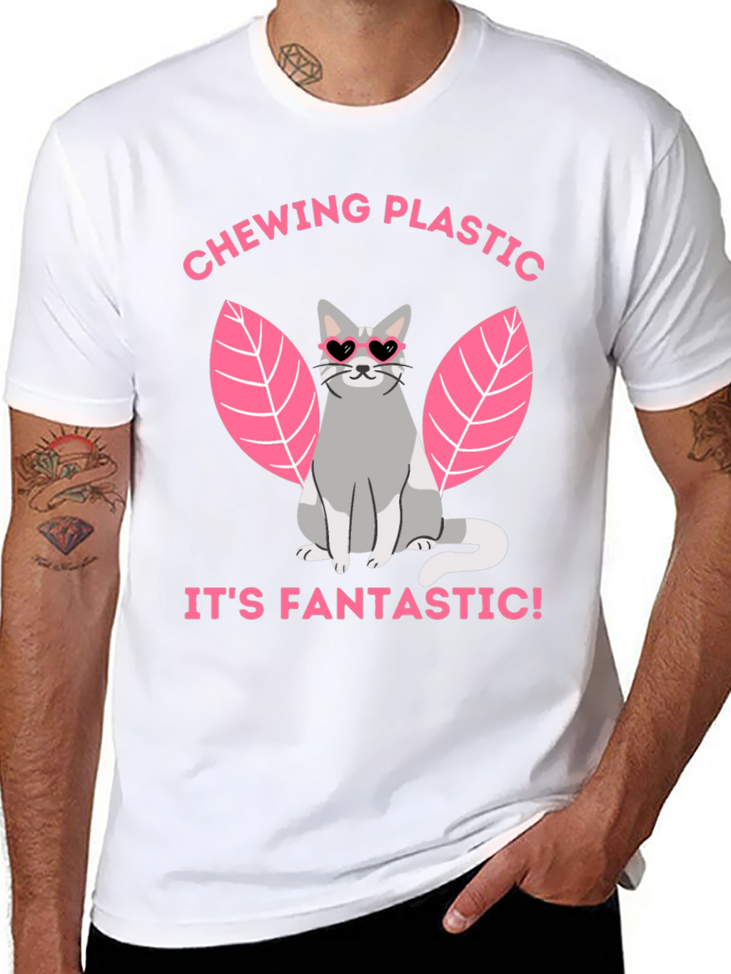 Chewing Plastic Cat T-Shirt - Its Fantastic!