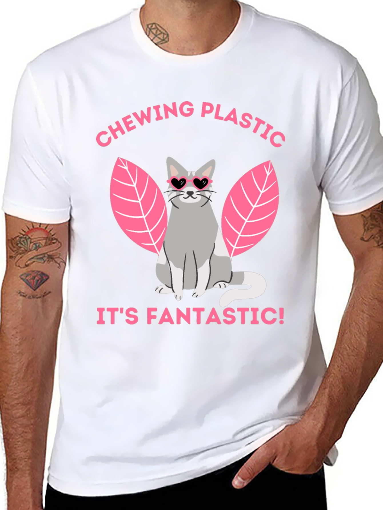 Chewing Plastic Cat T-Shirt - Its Fantastic!