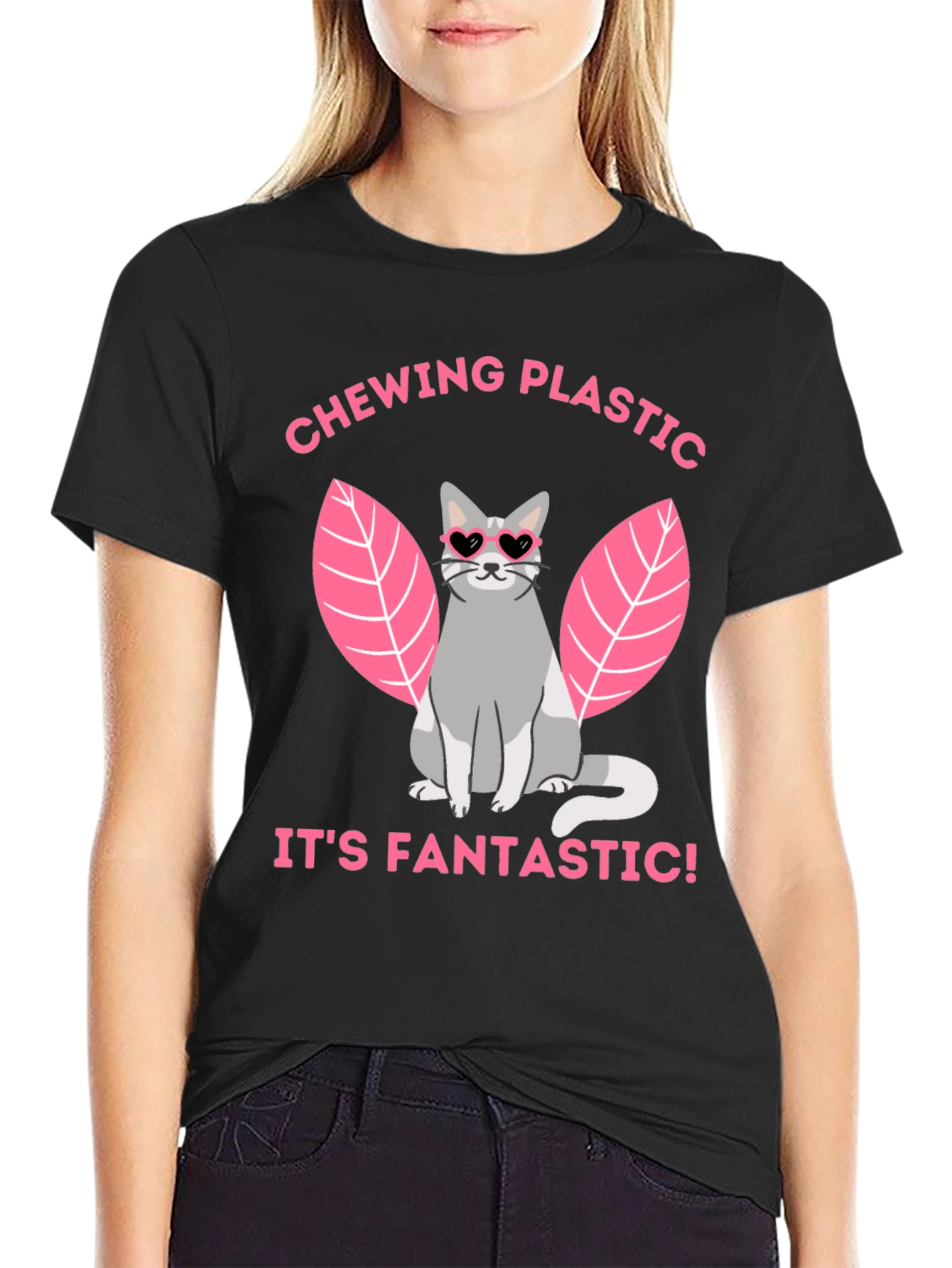 Chewing Plastic Cat T-Shirt - Its Fantastic!