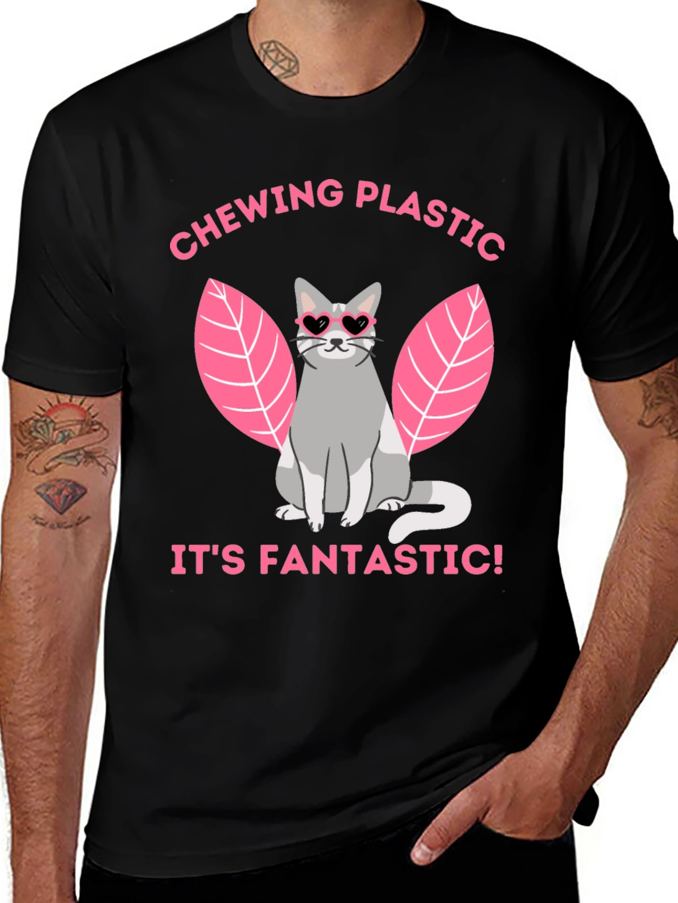 Chewing Plastic Cat T-Shirt - Its Fantastic!