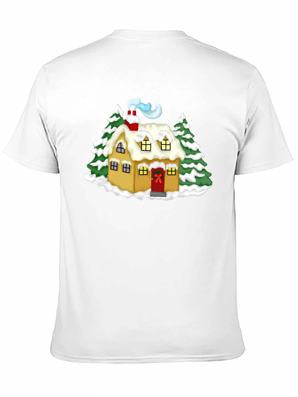 Whimsical Winter House Graphic Tee - Black