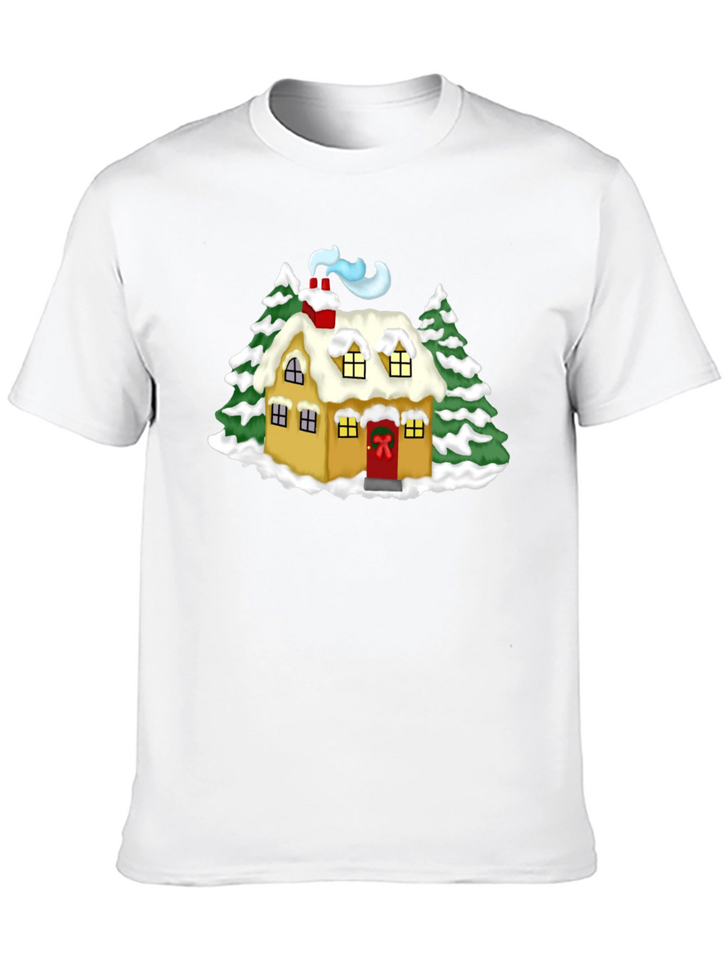 Whimsical Winter House Graphic Tee - Black