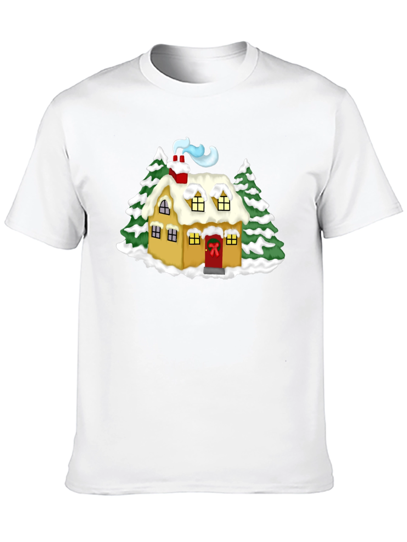 Whimsical Winter House Graphic Tee - Black