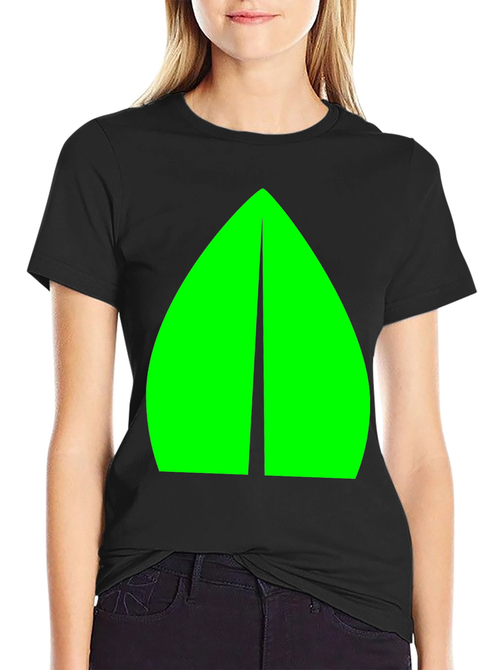 Geometric Green Graphic Black Tee