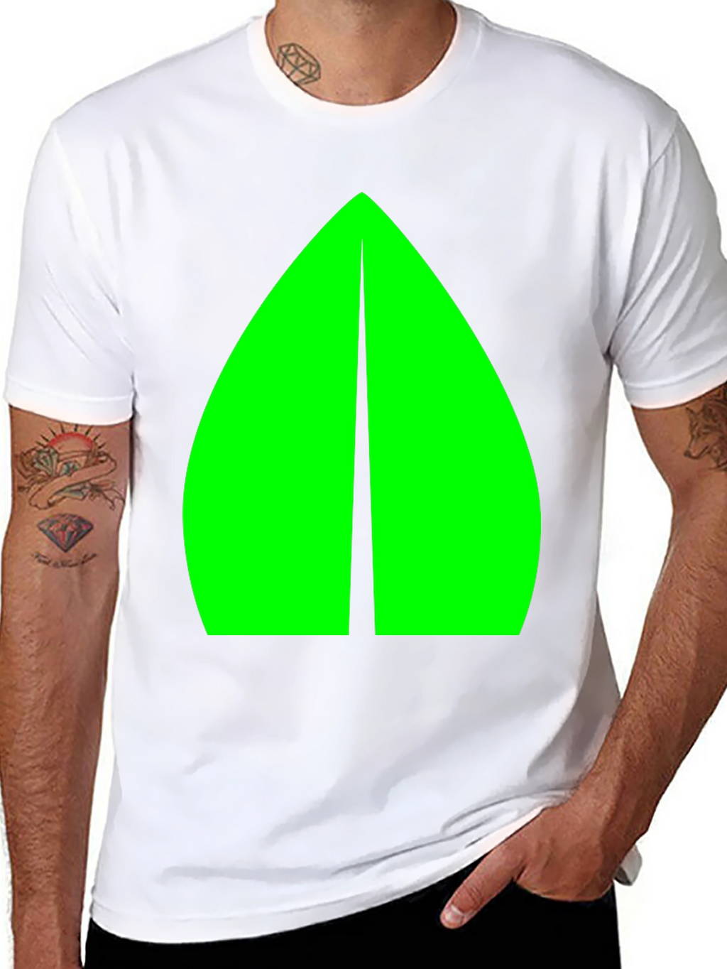 Geometric Green Graphic Black Tee