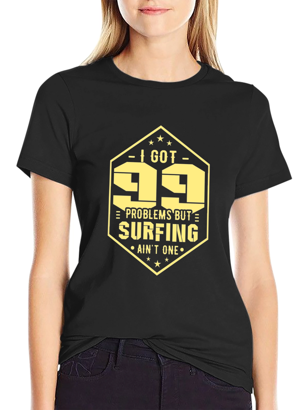 99 Problems Surfing T-Shirt: Mens Black Tee