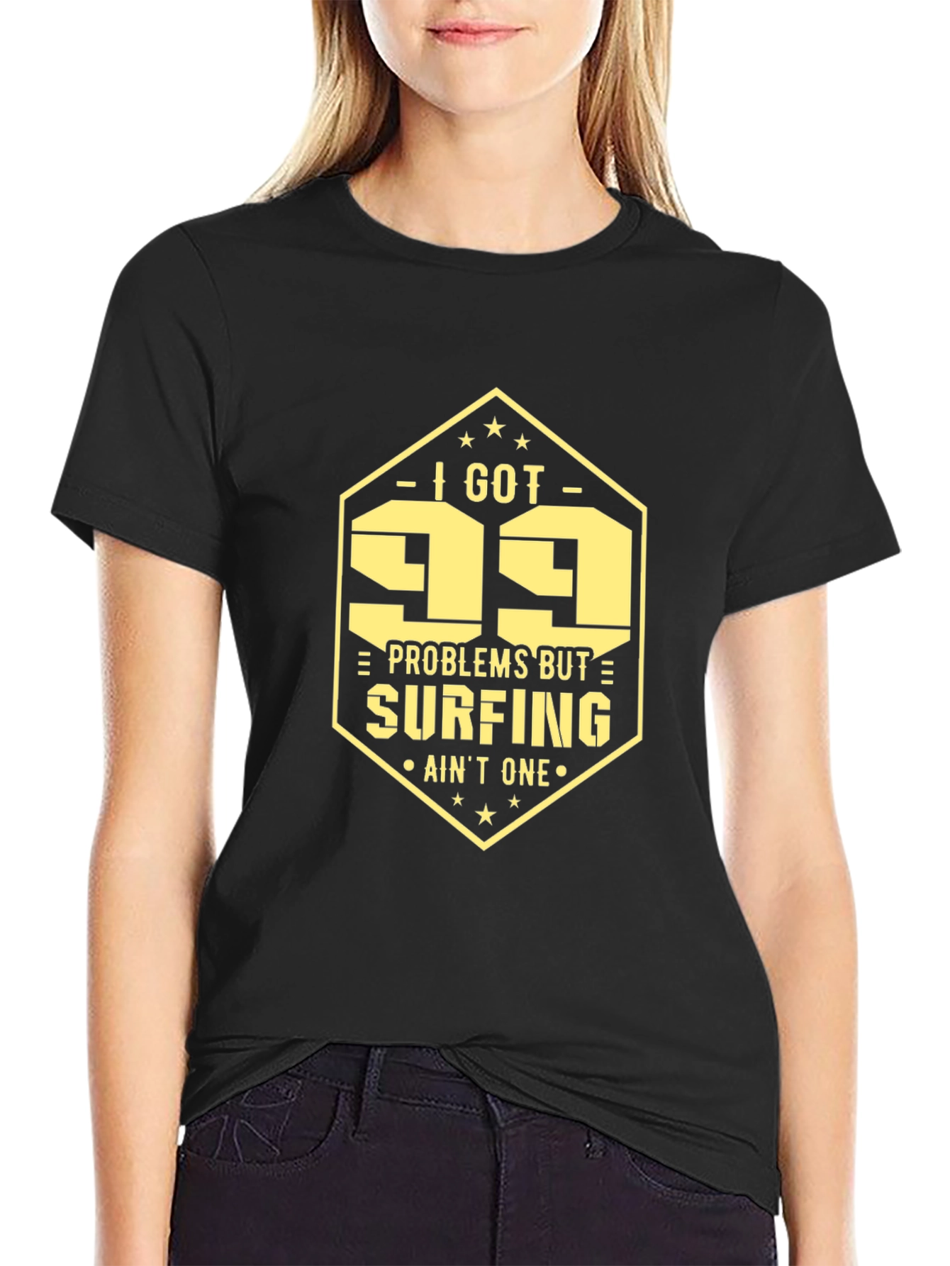 99 Problems Surfing T-Shirt: Mens Black Tee