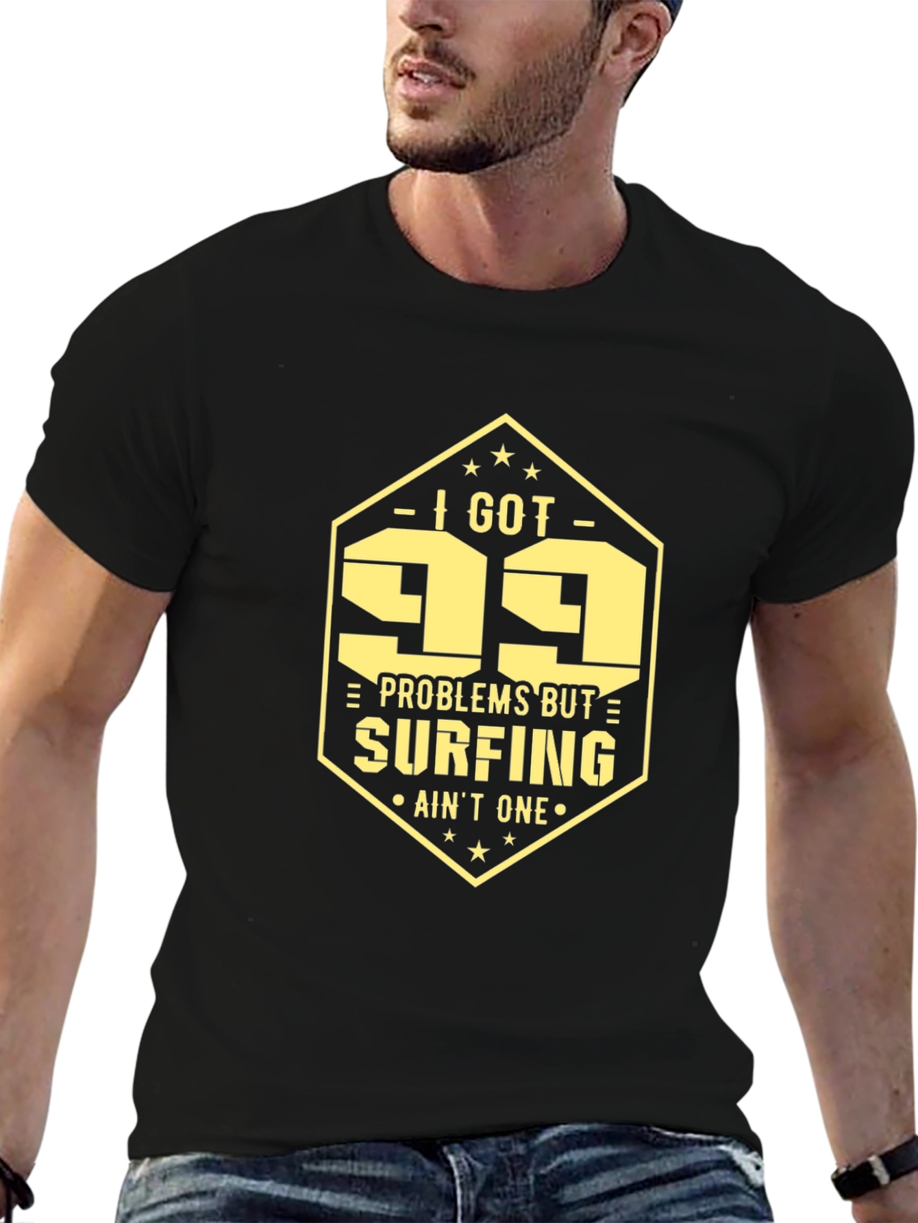 99 Problems Surfing T-Shirt: Mens Black Tee