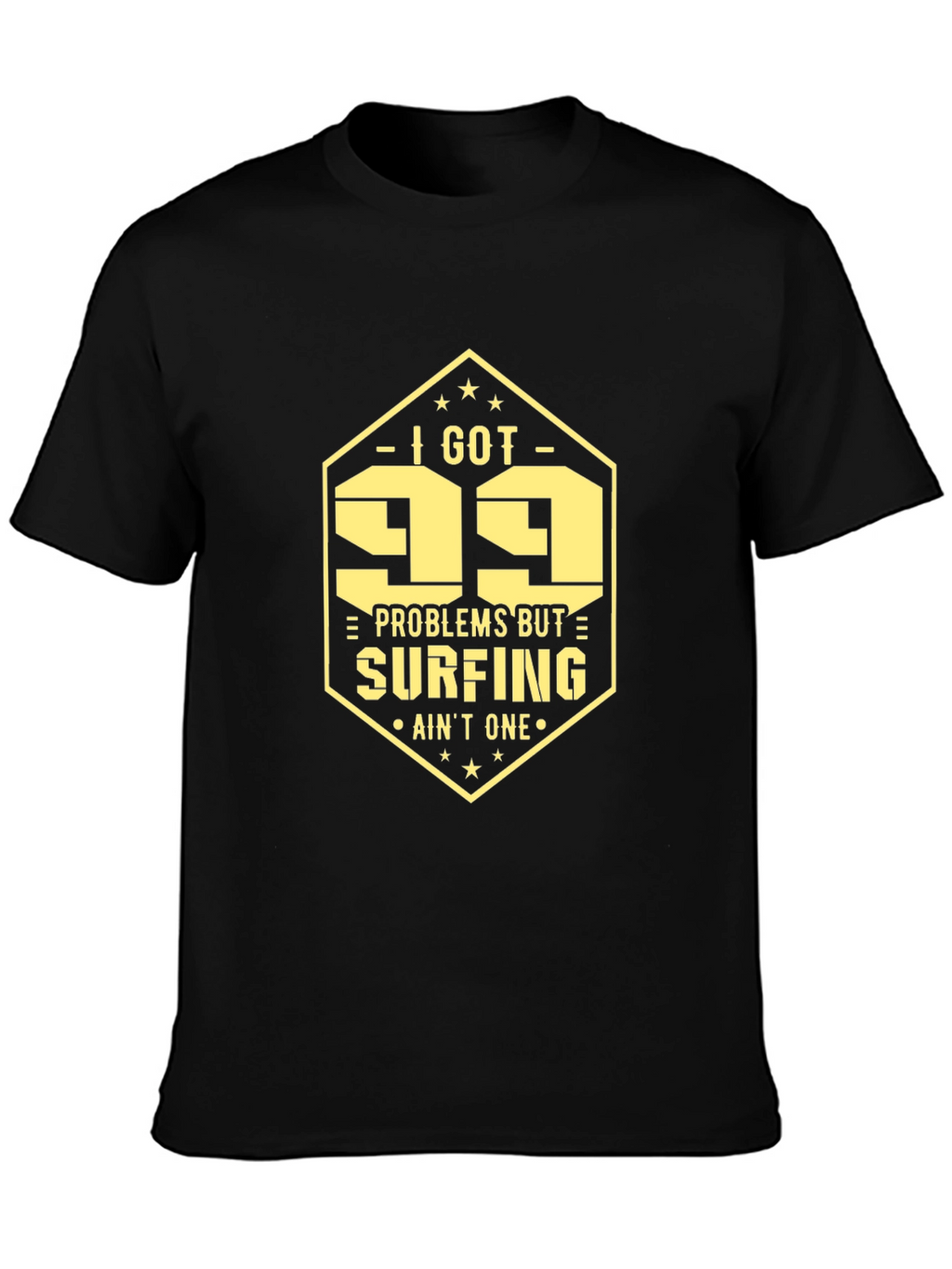 99 Problems Surfing T-Shirt: Mens Black Tee