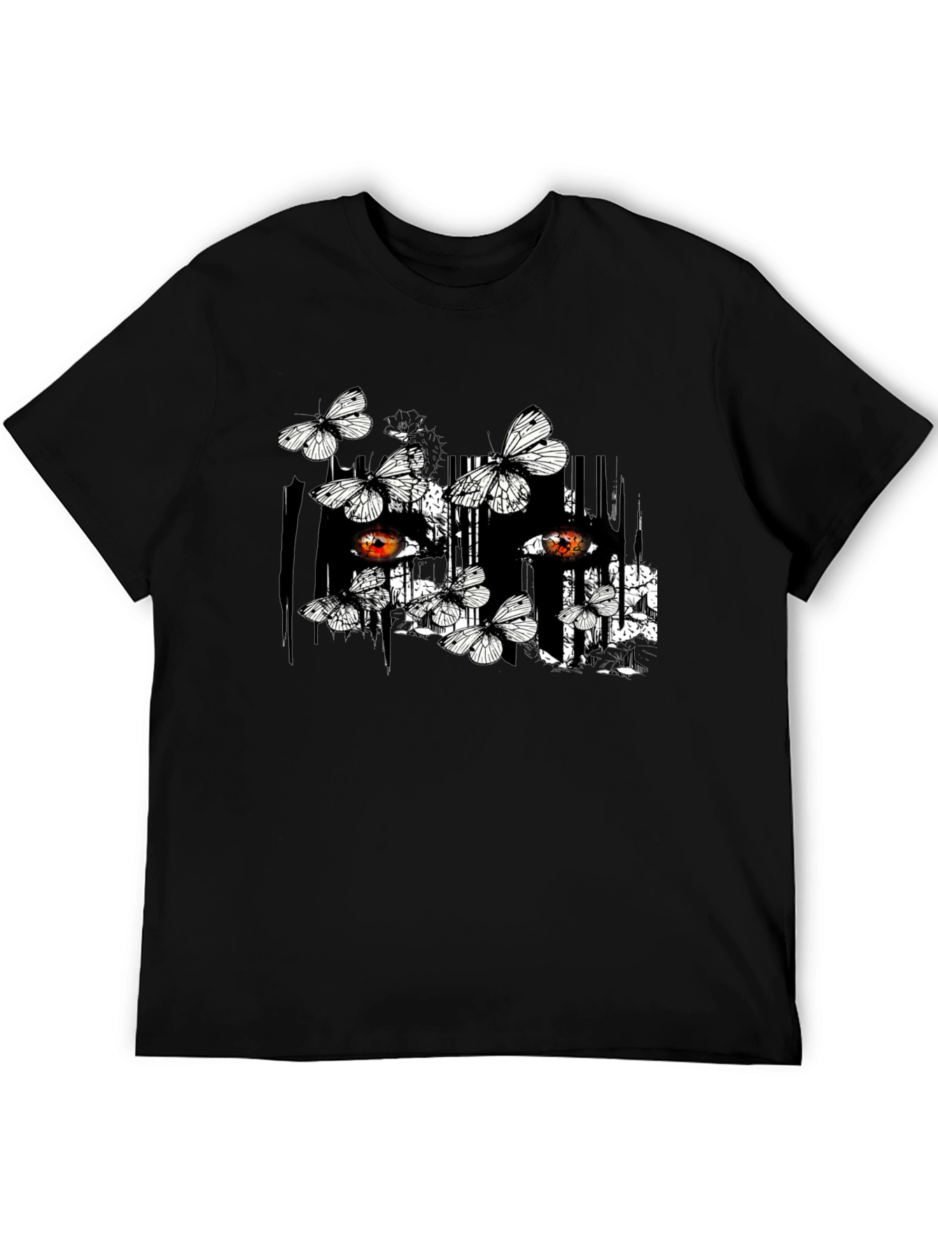 Butterfly & Eye Graphic Black T-Shirt