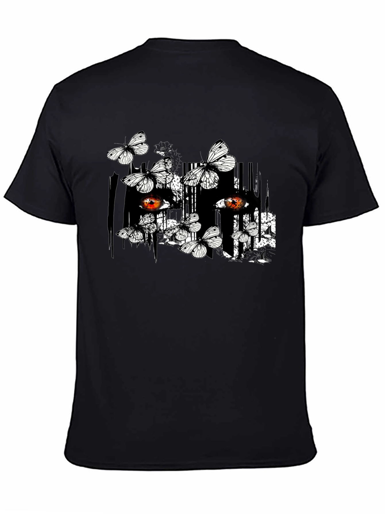Butterfly & Eye Graphic Black T-Shirt