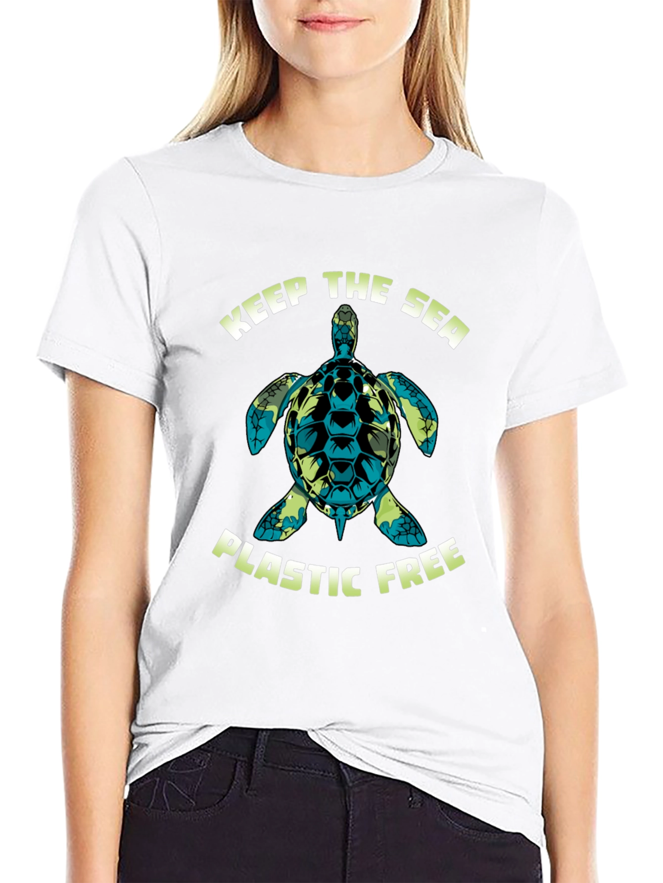 Keep The Sea Plastic Free Turtle Graphic Tee