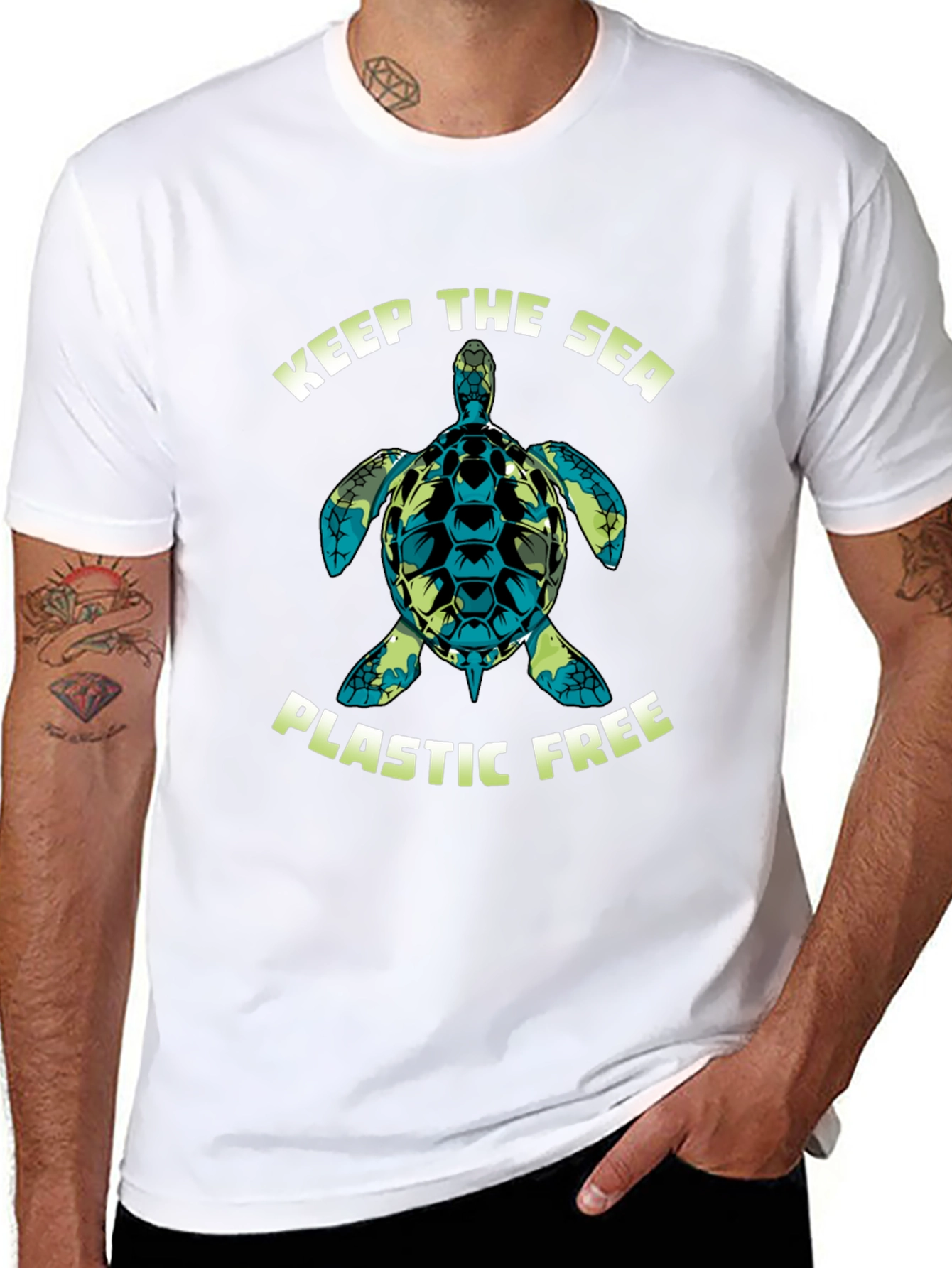 Keep The Sea Plastic Free Turtle Graphic Tee