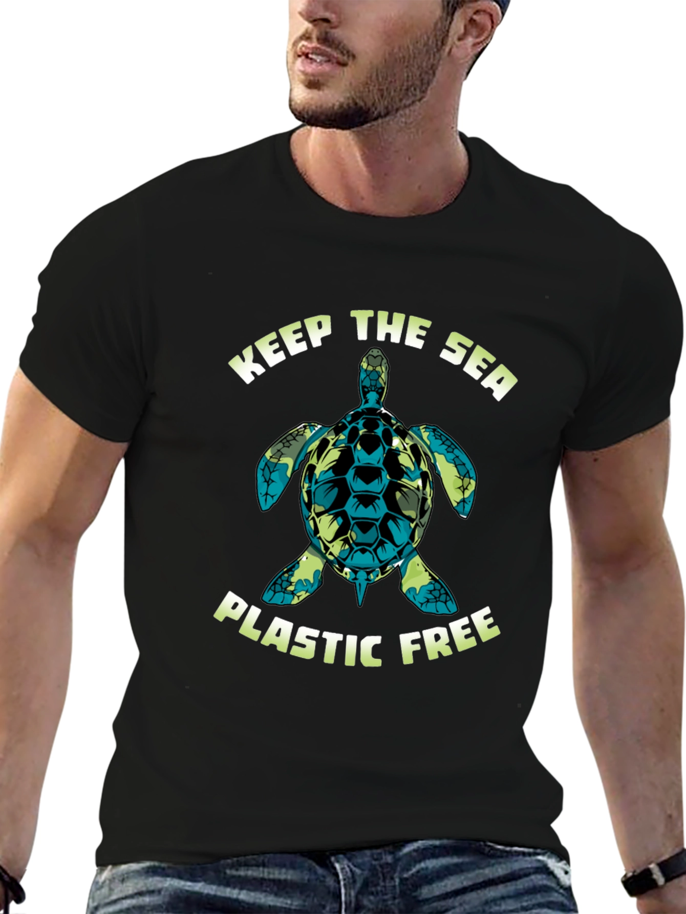 Keep The Sea Plastic Free Turtle Graphic Tee