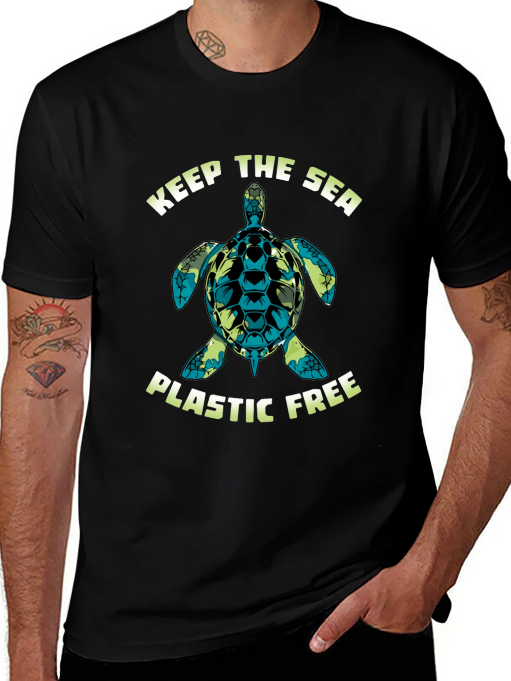 Keep The Sea Plastic Free Turtle Graphic Tee