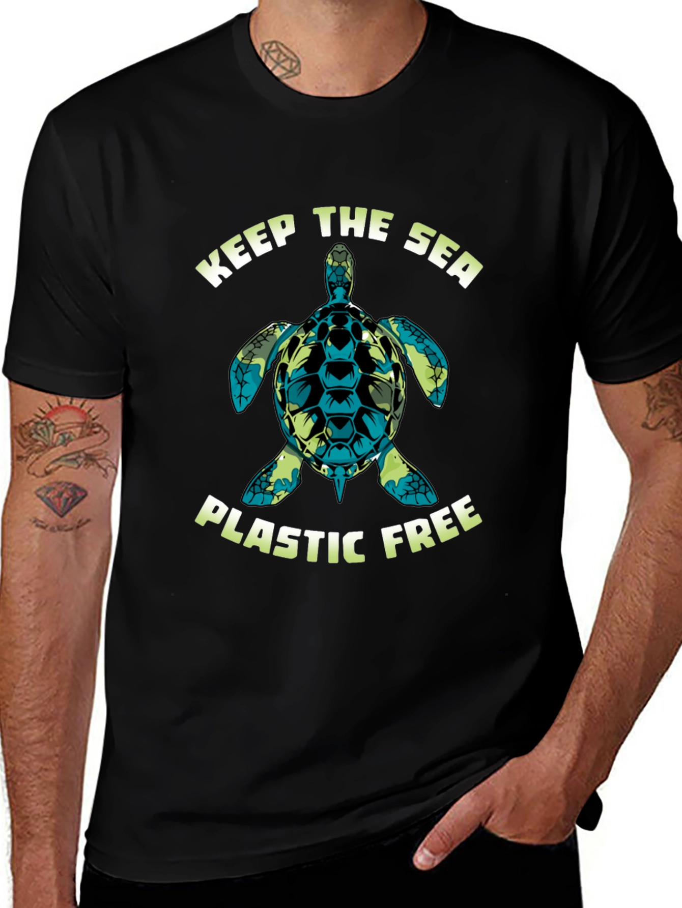 Keep The Sea Plastic Free Turtle Graphic Tee