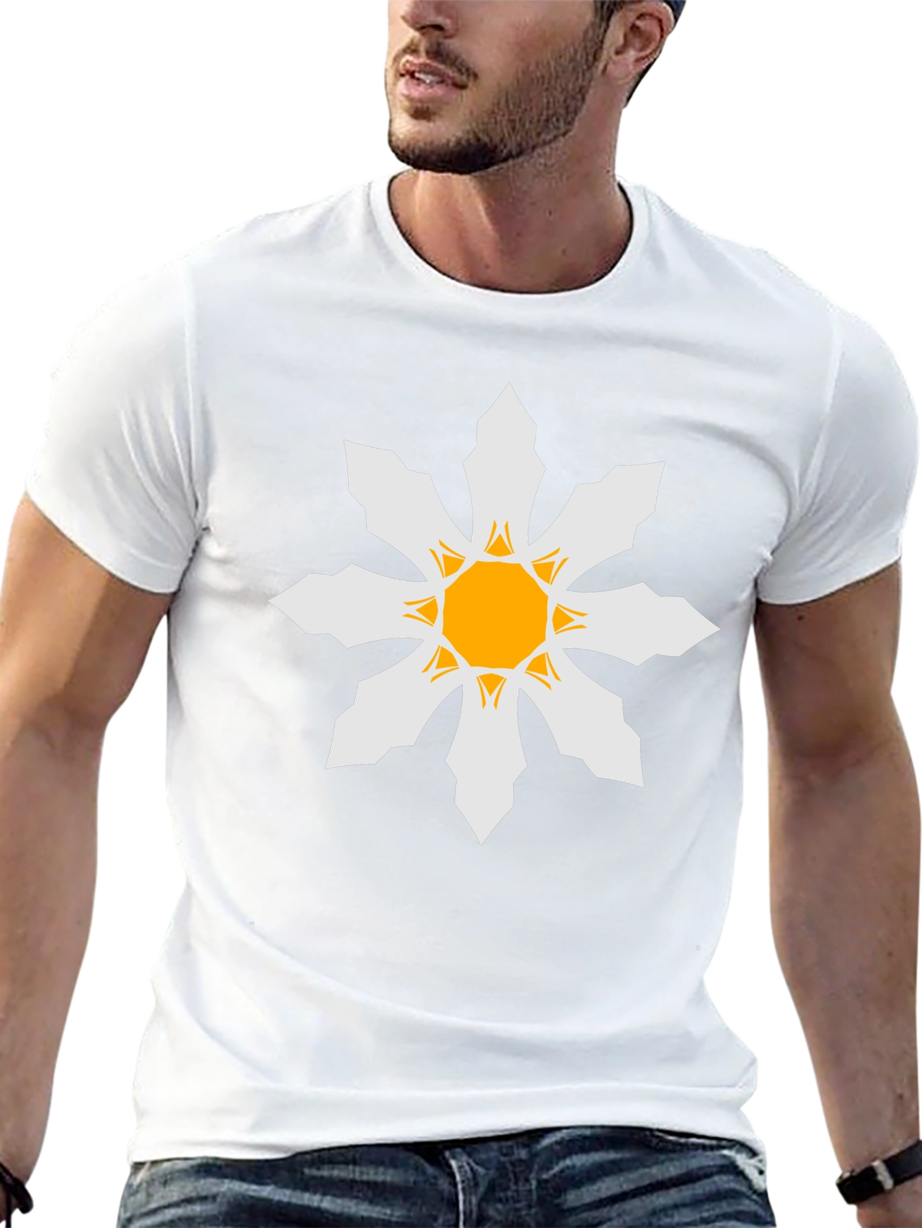 Geometric Starburst Mens Black T-Shirt