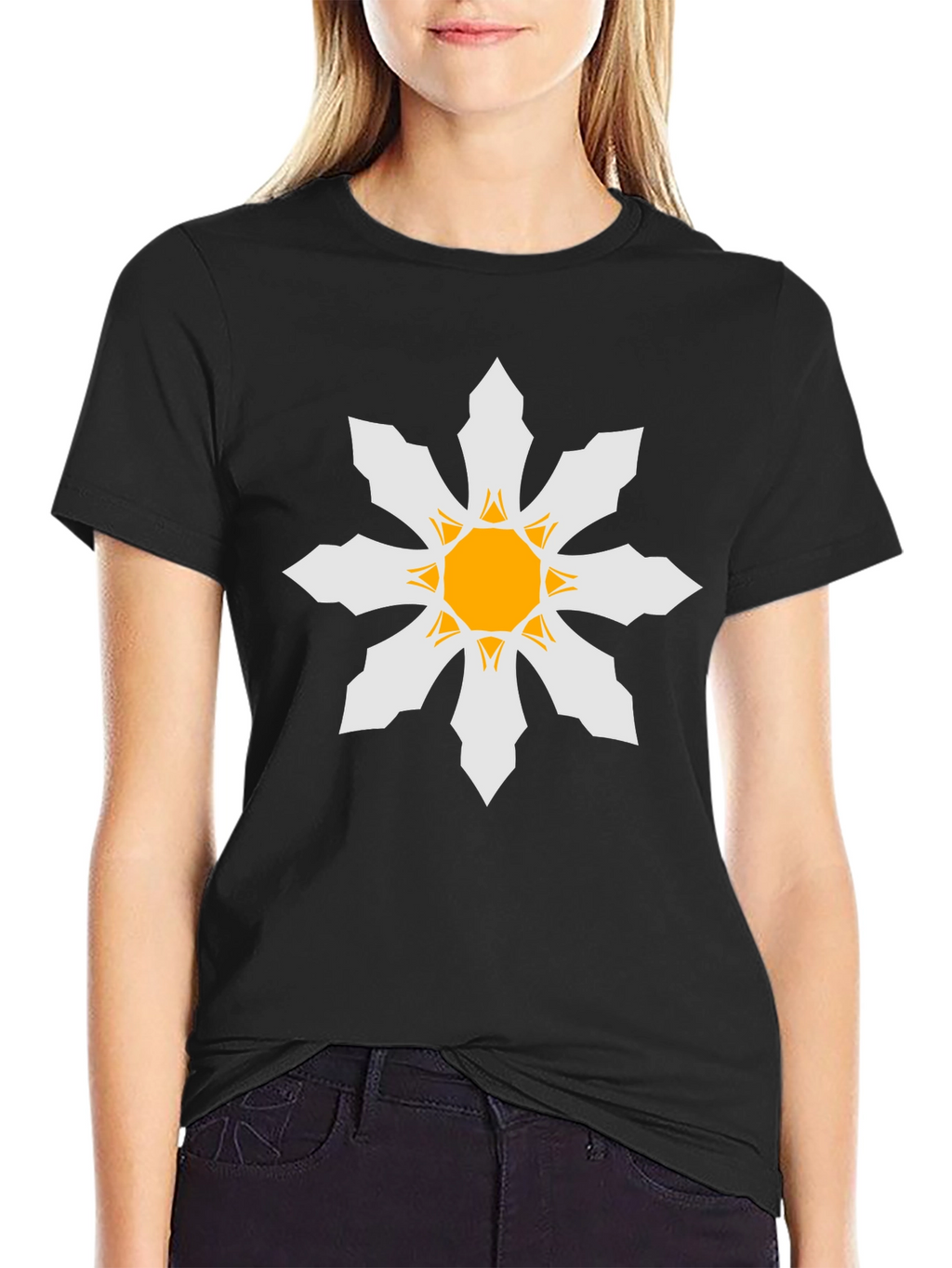 Geometric Starburst Mens Black T-Shirt