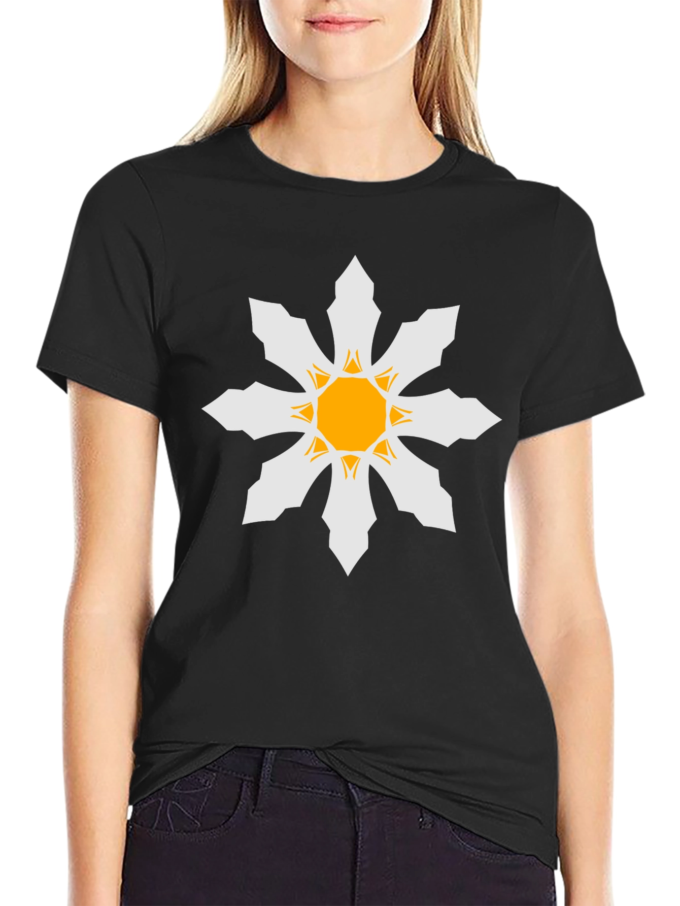 Geometric Starburst Mens Black T-Shirt