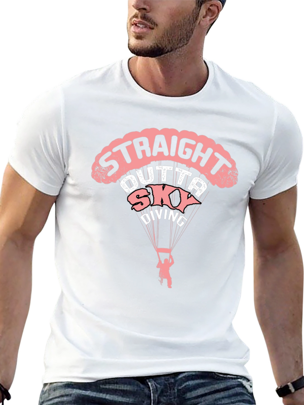 Straight Outta Skydiving Black Graphic Tee