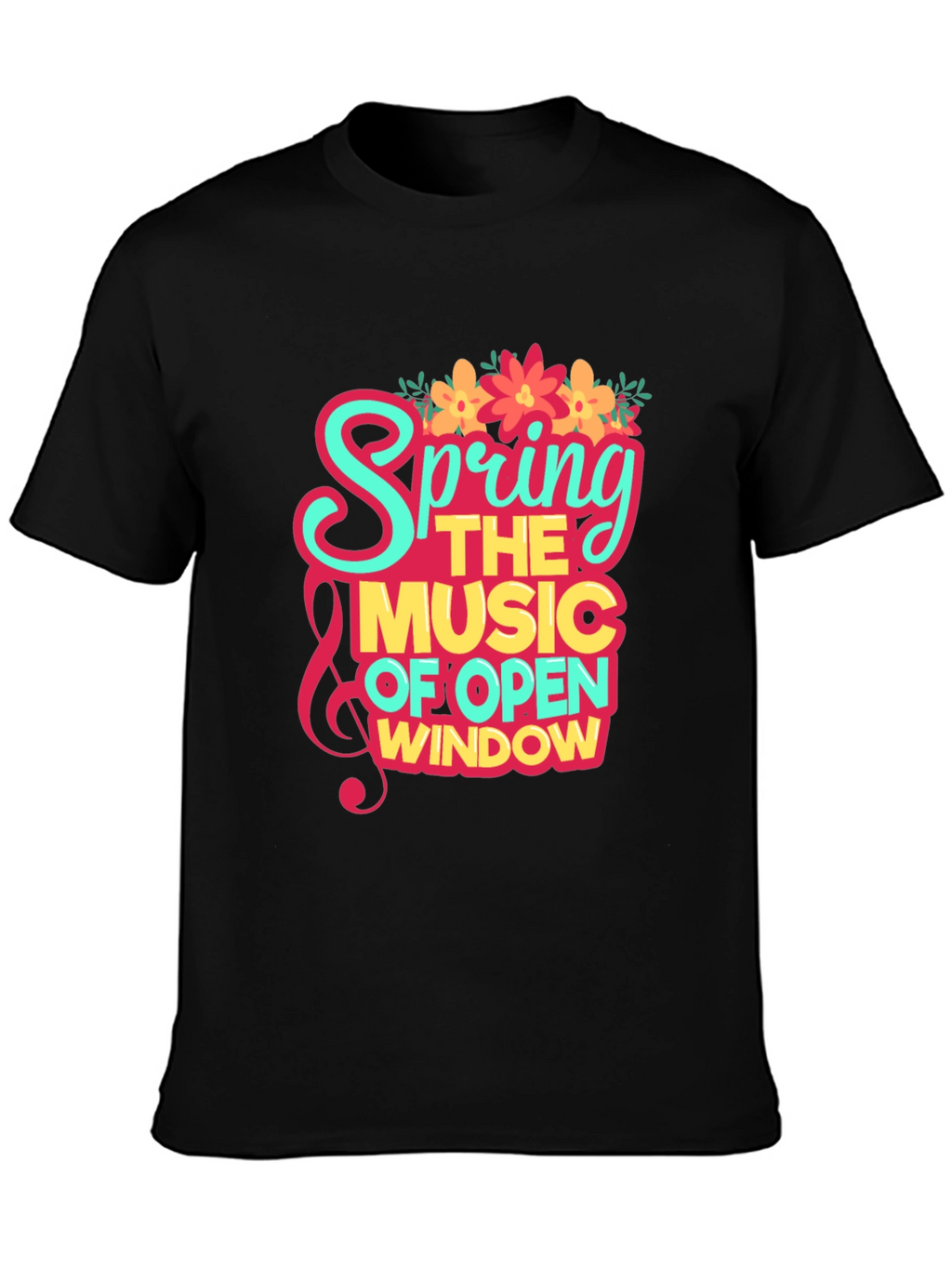 Spring Music Open Window Graphic Tee - Trendy Design