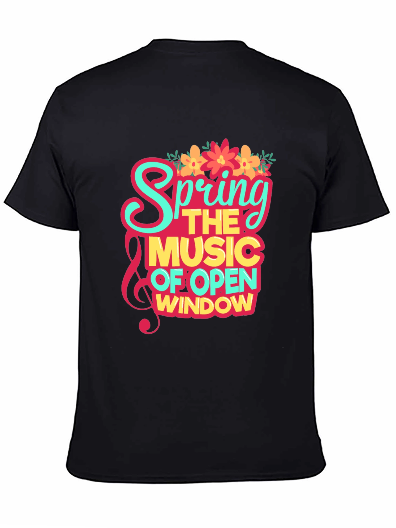 Spring Music Open Window Graphic Tee - Trendy Design