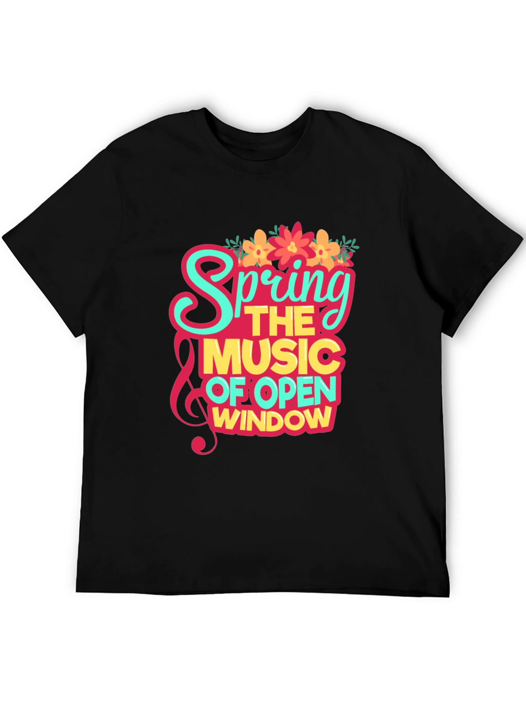 Spring Music Open Window Graphic Tee - Trendy Design